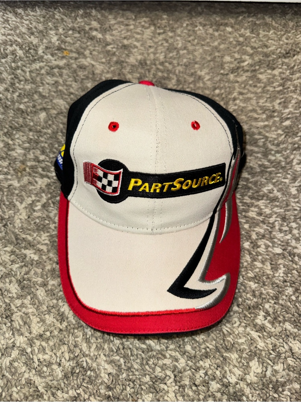 PartSource Racing Y2K Logo Cap in White, Red & Black